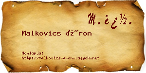 Malkovics Áron névjegykártya