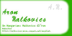aron malkovics business card